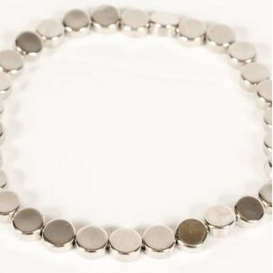Silver Cultured Coin Stretch Bracelet